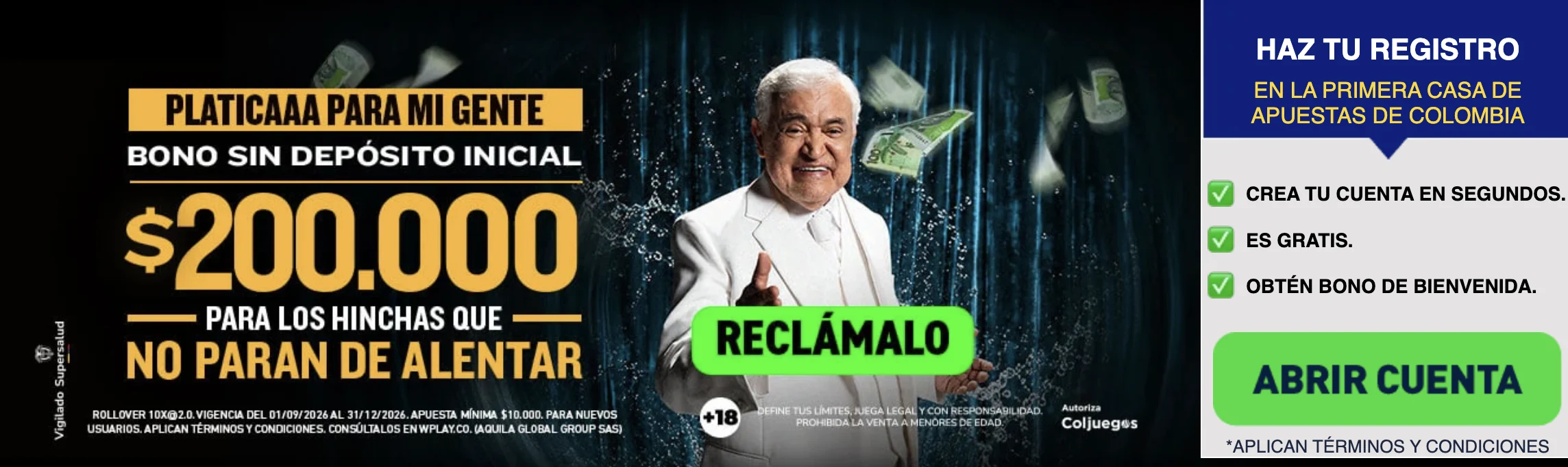 Bono sin deposito registro wplay