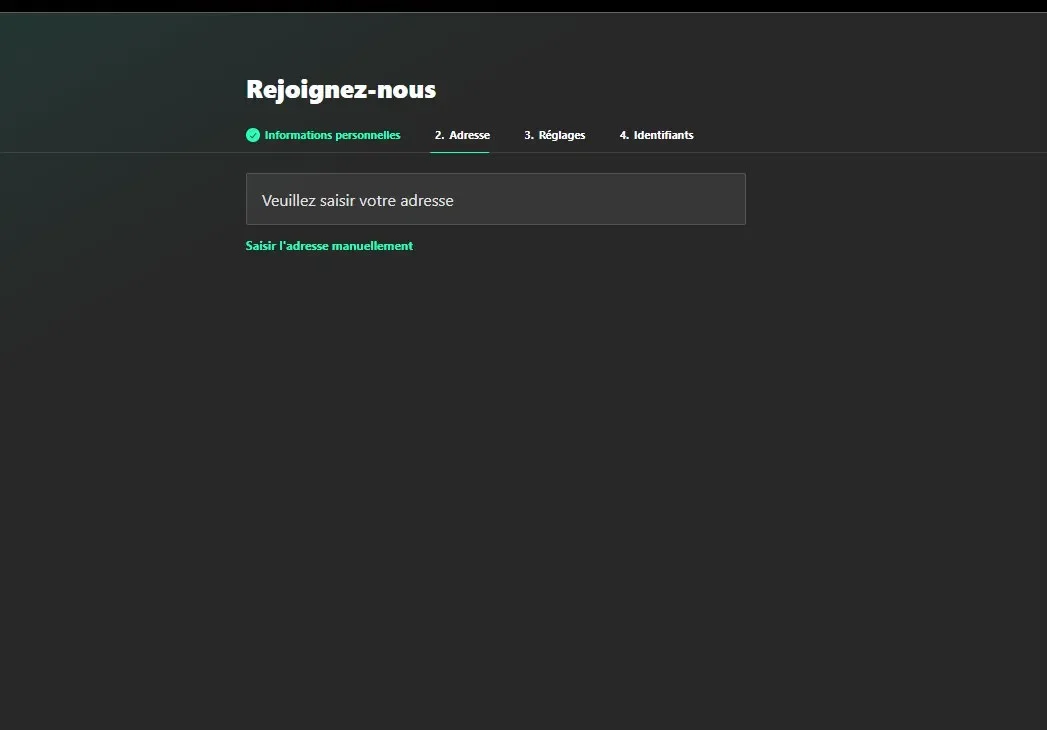 Etape 2 de l'inscription Bet365