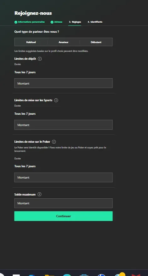 Inscription sur Bet365