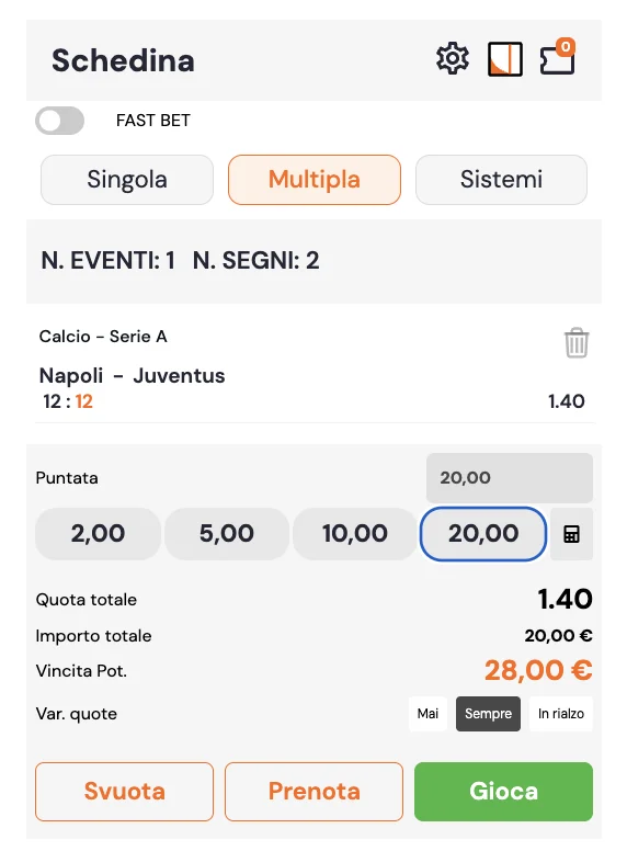 La schedina di Betsson