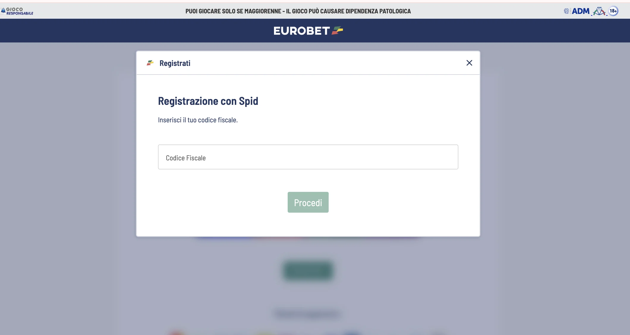 Registrazione Eurobet: registrazione con SPID