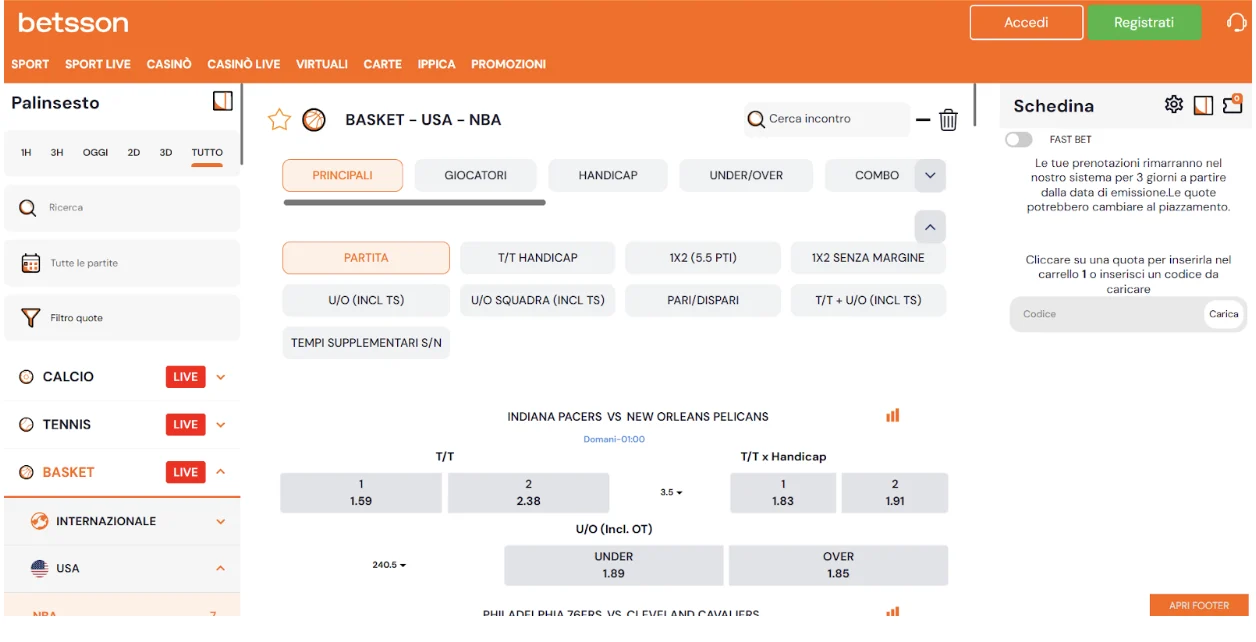 Betsson - migliori scommesse sull'NBA, basket