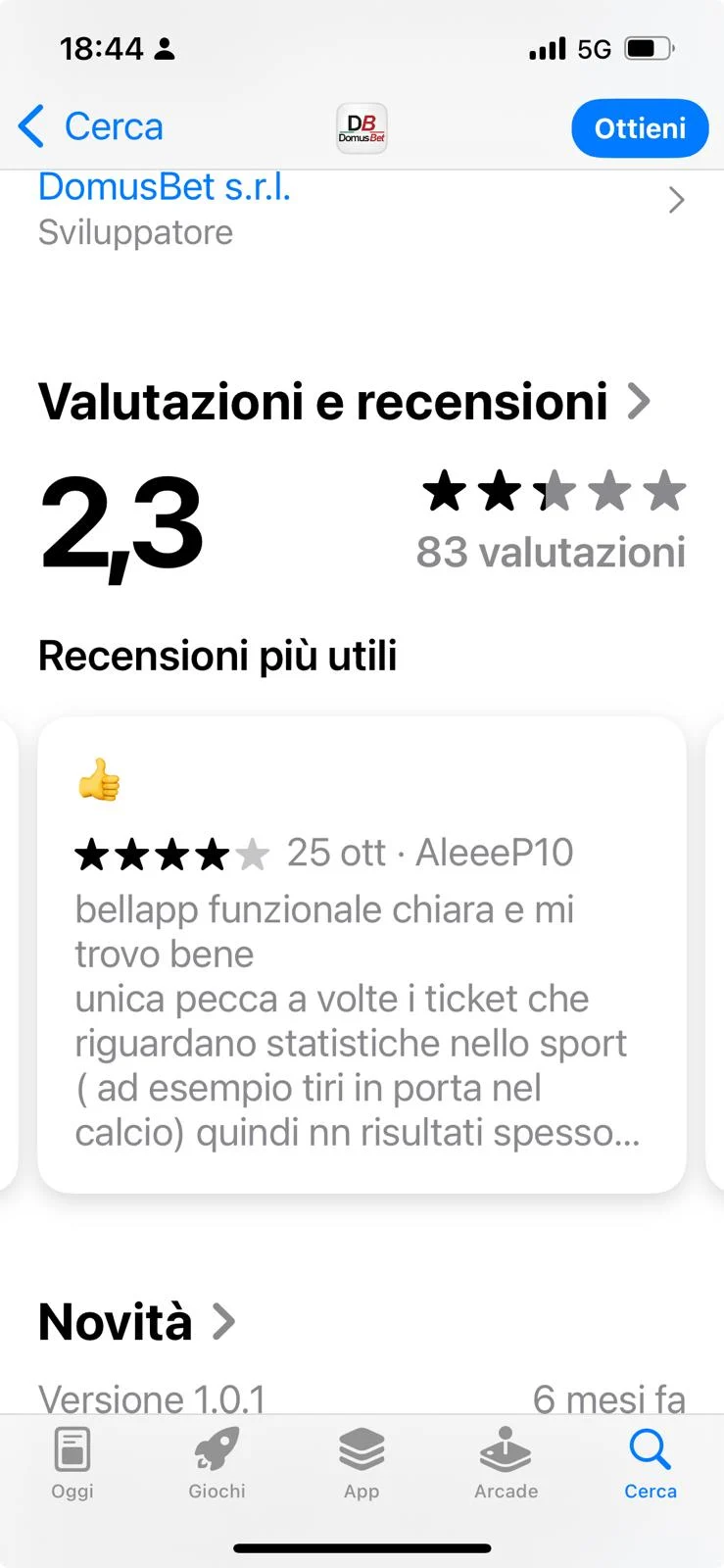 Le recensioni degli utenti di DomusBet su App Store
