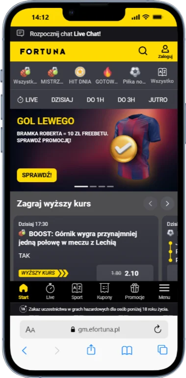 Fortuna rejestracja krok 1