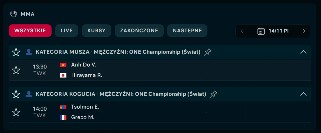Obstawianie MMA