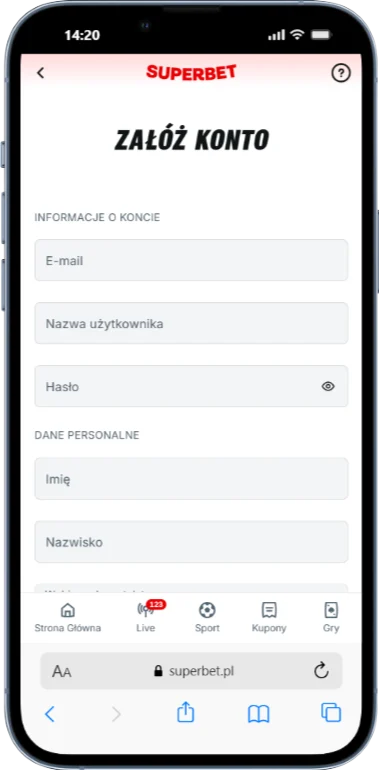 Superbet rejestracja krok 3