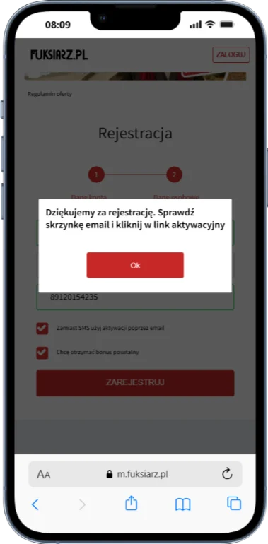 Fuksiarz rejestracja 4