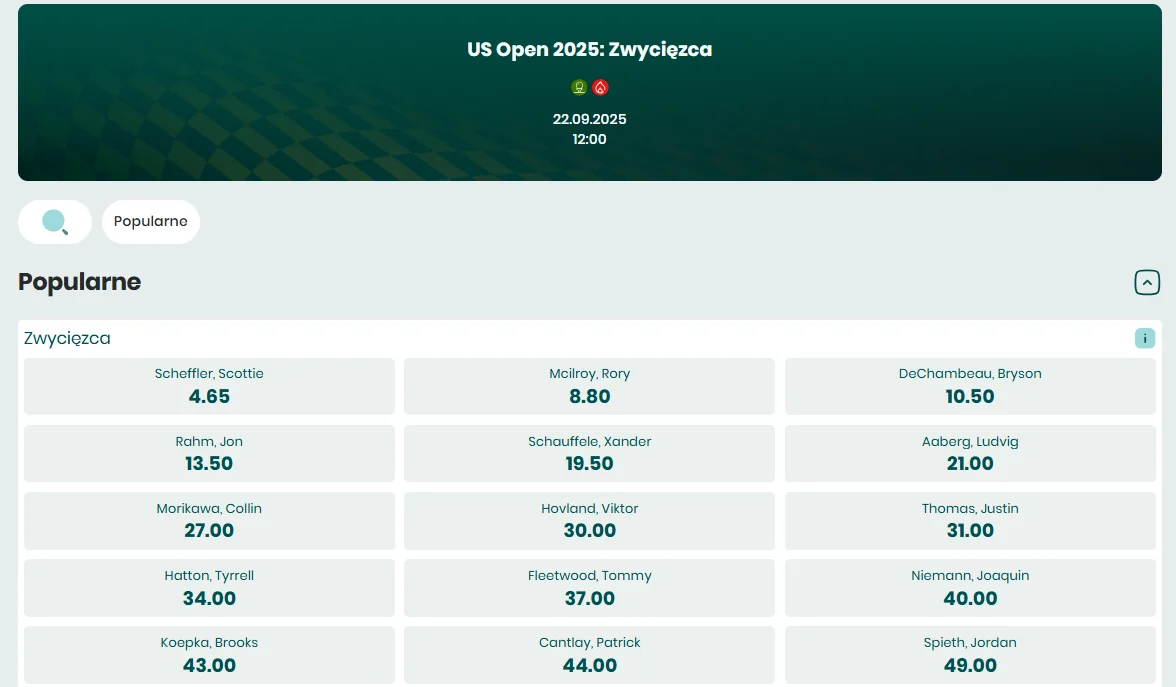 zakłady specjalne golf betfan