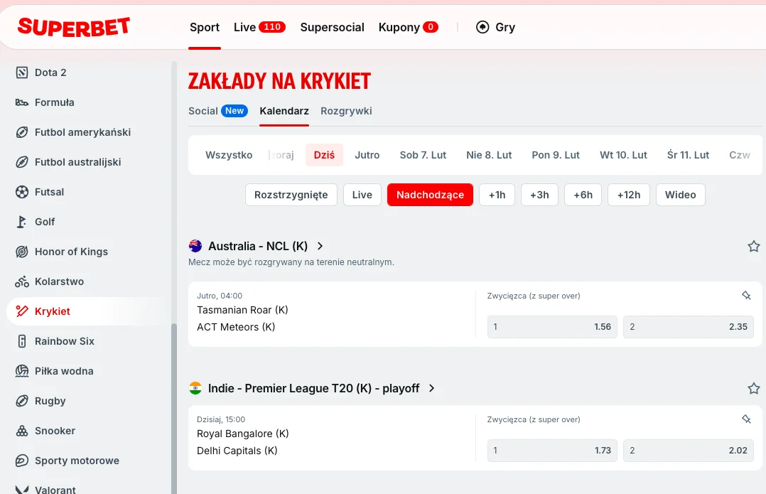 krykiet superbet
