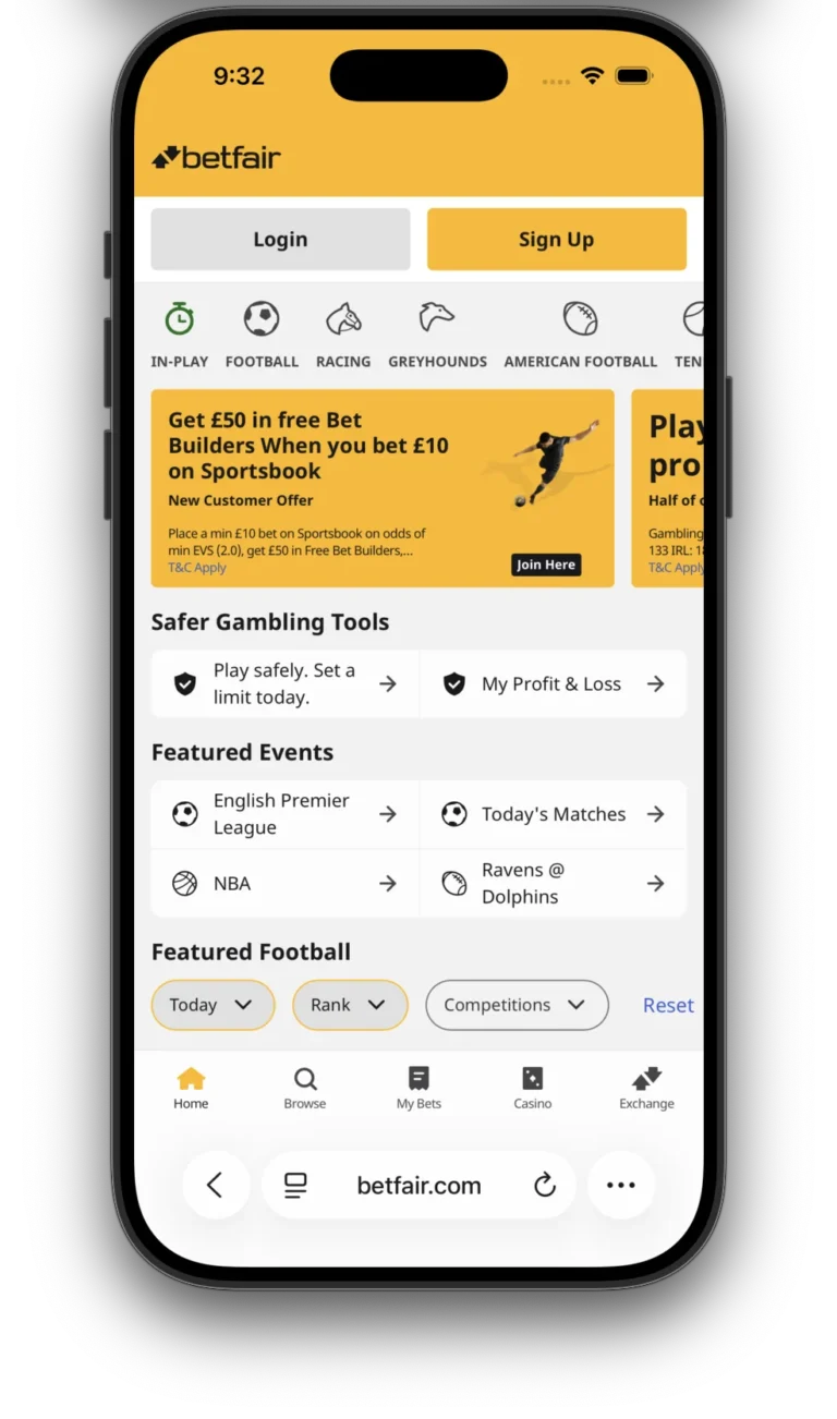 Captura de pantalla del proceso de Betfair login